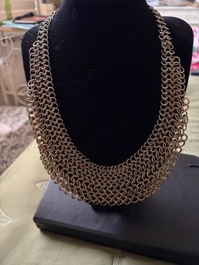 Cara Ny Edgy Baddie Rock and Roll brass chainmail Necklace.